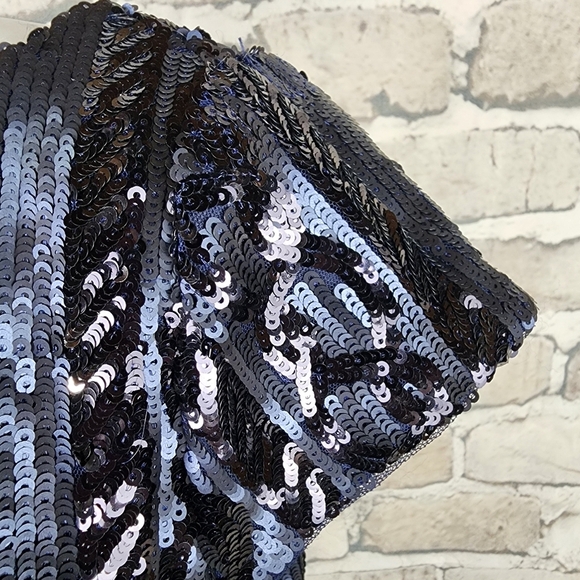 Adrianna Papell Sequin Cap Sleeve Sheath Dress Navy Size 10 Evening Sparkle - Picture 8 of 16